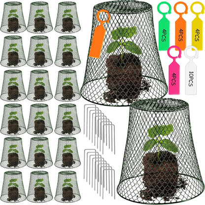 20 Pcs 11inch Chicken Wire Plant Covers,Wire Garden Cloches Chicken Wire Cloche Plant Protector Metal Heavy Duty Garden Plant Cloche for Keeping Bunnies Chicken Squirrels Birds Other Out