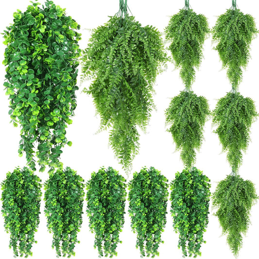 Hoteam 12 Pcs Artificial Hanging Plants 32 Inch Fake Ivy Vines with Fake Leaves Patio Artificial