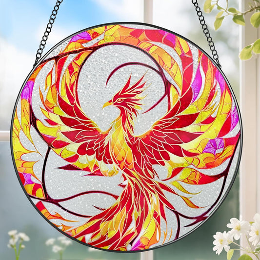 Stained Glass Window Hanging, Stained Glass Suncatcher, Phoenix Sun Catcher, Window Decor, Phoenix