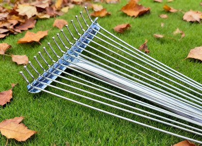 Garden Rake for Leaves with Telescoping Long Handle 33-63" & Adjustable Head 8-22" - Heavy Duty Metal Rake Kit with 16 Gallon Leaf Bag & Gloves, for Yard, Shrubs, Grass, Debris
