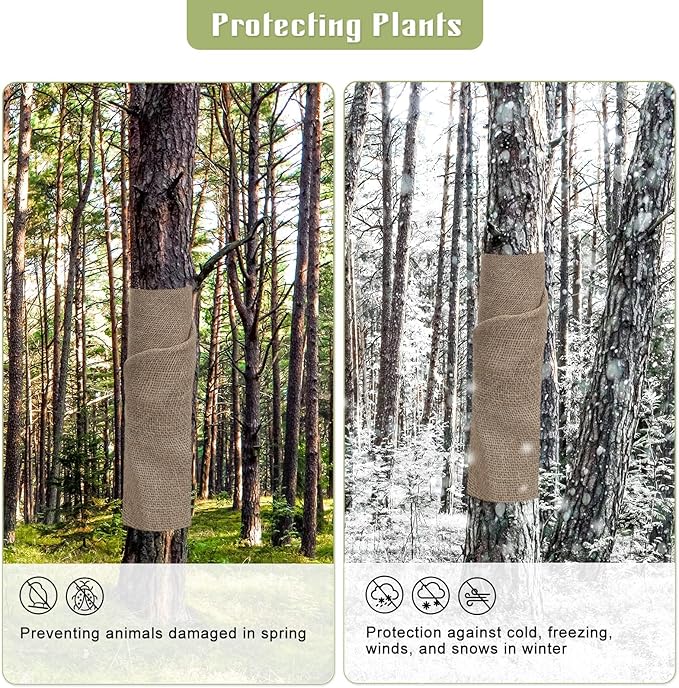 Svepndic 40in x 9ft Multipurpose Natural Burlap Fabrics Tree Wraps Rolls Tree Trunk Protectors,Gardening Burlap Rolls for Decorations, Weddings,Landscaping,Home