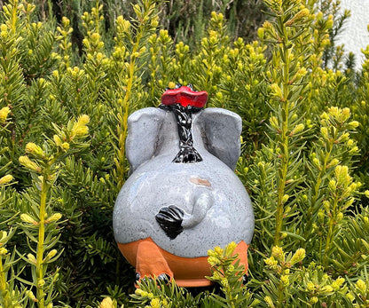 Ceramic Garden Decor - Elephant Lawn stake - Outdoor statue - Perfect, unique gifts for gardeners woman, men, yard gifts - Handmade, Frostproof