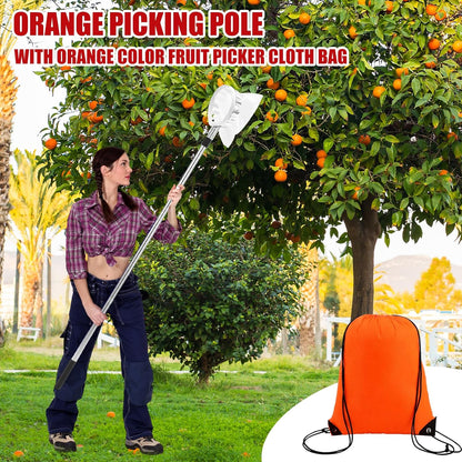 4 Pack Fruit Picker Pole Tools 11.5 ft Fruit Picker Pole with Basket Telescoping and 35-63 Inch Adjustable Apple Picking Tool Berry Rake Scoop and Storage Bag for Mango Lemon Orange Avocado