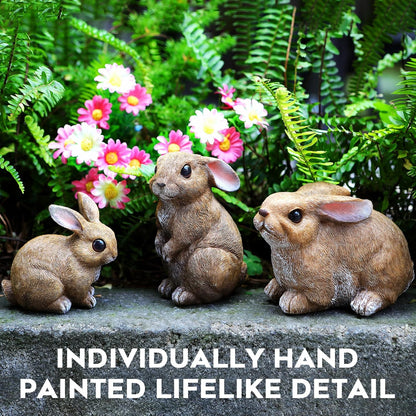 Bunny Decor Yard Decorations Outdoor Set of 3, Bunny Decorations for Home Garden Outdoor Statues, Easter Rabbit Figurines mom Gifts