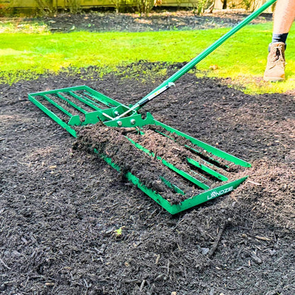 Landzie AeroLeveler - The Lawn Leveling Rake That Never Flips - Patented 48" inch Wide Pneumatic Lawn Level for Yard, Dirt, Soil, Sand, Provides Stability and Control (Pneumatic 48" Leveling rake)