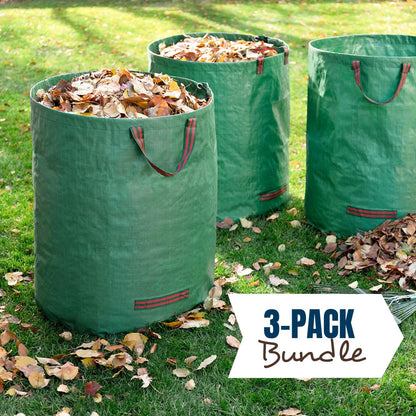 MEKKAPRO Big Gulp Lawn Bags, 3-Pack 72 gallons Heavy Duty Lawn and Leaf Bags with Reinforced Handles, Reusable Yard Waste Bags, Garden Waste Bag for Debris, Yard, Leaf Collector