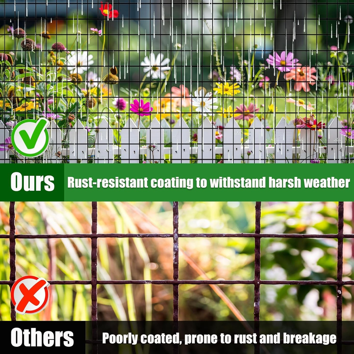 24 in x 25 ft Welded Wire Mesh Fence, 2 in × 3 in 15GA Black PVC Coated Garden Fencing Roll, Dog Barrier for Vegetable Yard, Poultry Netting,Heavy-Duty Border Fencing