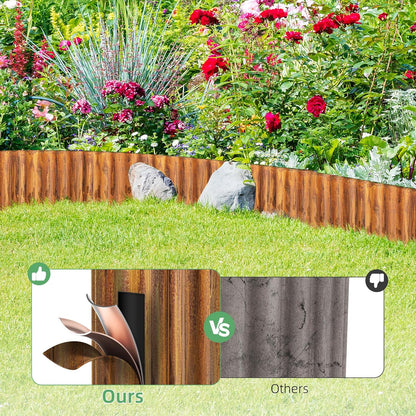 AHEONLAR Corrugated Metal Garden Edging, 5''×25Ft Steel Landscape Edging Border, Flower Bed Edging Borders, Metal Lawn Edging for Landscaping, Garden, Pathway, Lawn, Flower Bed, Garden Fence (Rusty)