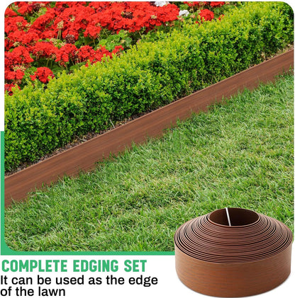 33 FT Landscape Edging 4 Inch Tall Garden Edging Borders No Dig Lawn Border with 30 Anchoring Spikes Mini Plastic Fence for Landscaping Yard Lawn Garden Grass Flower Beds