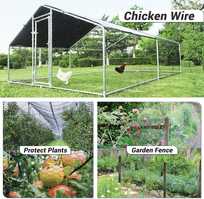 Galvanized Hexagonal Floral Chicken Wire Fencing Mesh, Outdoor Anti-Rust Poultry Netting for Garden Fence (3 ft x 50 ft, PVC Coated)