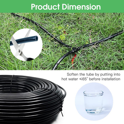 50FT 1/4 inch Drip Irrigation Tubing Distribution Hose Tube for Garden Irrigation System