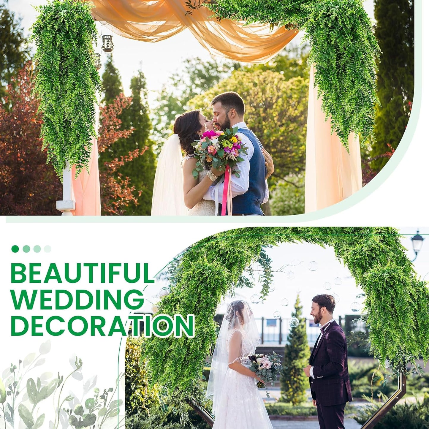 Geosar 72 Pcs Artificial Hanging Plants 32 Inch Hanging Boston Ferns Plastic Fake Plants for Wall Room Garden Wedding Garland Indoor Outdoor Decoration, No Basket