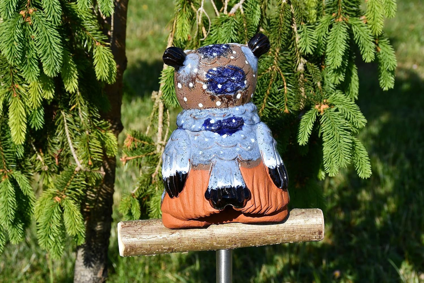 Ceramic Garden Decor - Owl Lawn stake - Outdoor statue - Perfect, unique gifts for gardeners woman, men, yard gifts - Handmade, Frostproof