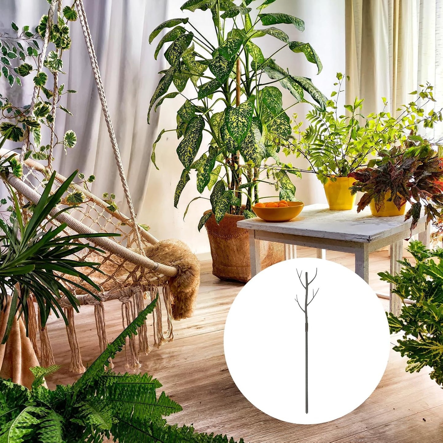uxcell 6 Pcs Plant Support Stakes, 27.5" Twig Plant Stem Support Structures Garden Branches Plants Supports for House Potted Monstera Plants, Brown