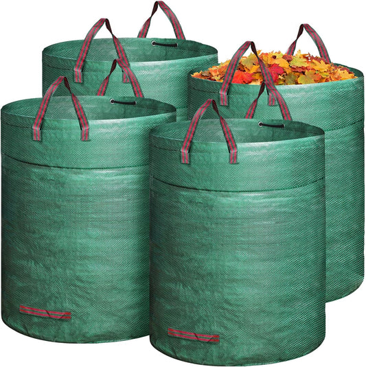 4 Pack 72 Gallons Reusable Yard Waste Bag, 4 Pack Upright Lawn Bags with 4 Handles, Lawn Leaf Bag