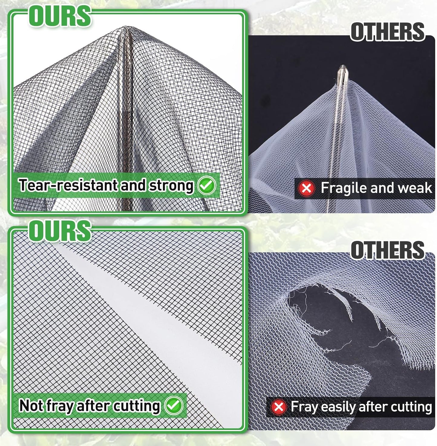 Stronger Garden Mesh Netting - 10 x 12 ft PPT Nano Bird Net Barrier, Mosquito Netting Screen for Outdoor Plants Vegetables Patios Balconies Terraces, Shading Rate 33% (Black)