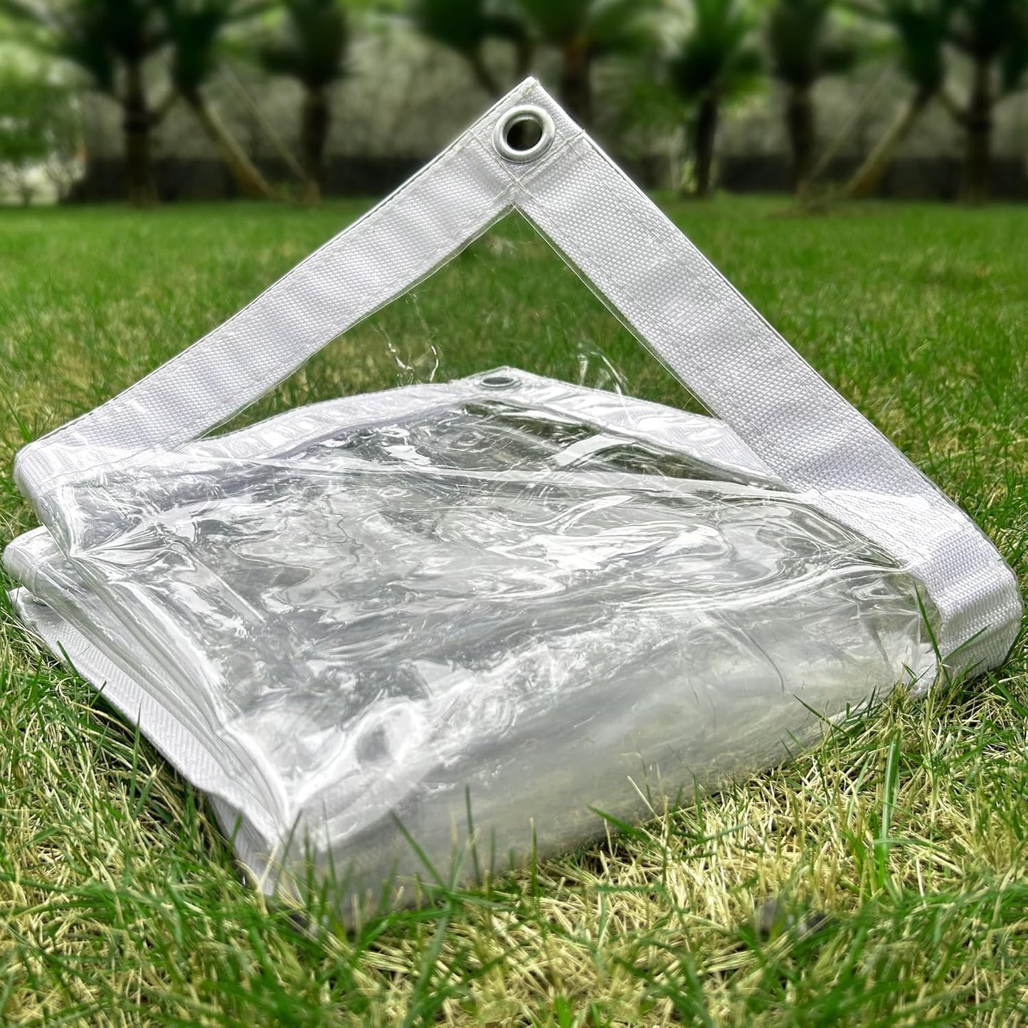 Clear Tarp 7 x 9FT, 20 Mil Clear Vinyl Tarp, Small Cover Plastic Sheeting with Grommets, Double-Stitched Reinforced Edges, Heavy Duty Tarps Waterproof and Tearproof