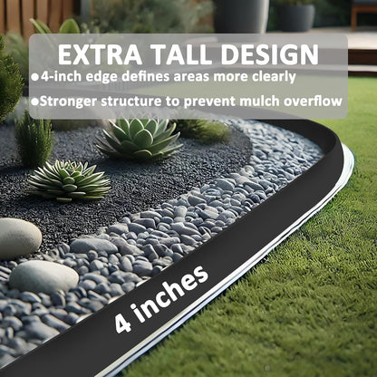4 inch Tall Landscape Edging Kit 100FT Garden Edging with Spikes for Lawn Edging and Flower Beds (Black, 100FT)