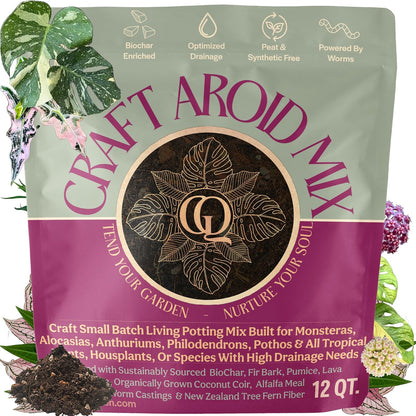 Craft Aroid Potting Mix- Elite Alocasia, Philodendron, Monstera Soil Mix, Chunky, Well Draining Potting Soil for Indoor Plants, All Tropical Plants & Houseplants, Peat Free 12QT