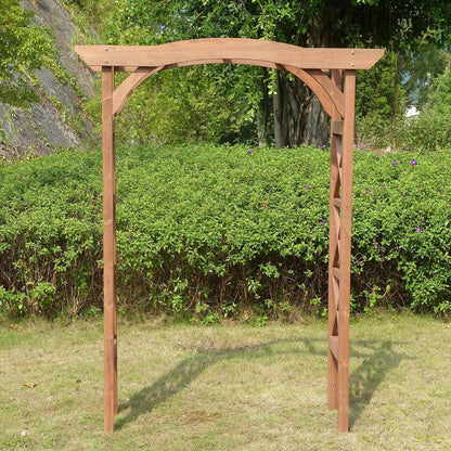 Maykoosh Asian Aesthetics Arbor, 60" W x 79.53" H, Rectangular Wooden Garden Arbor with Traditional Lattice Pattern - Brown