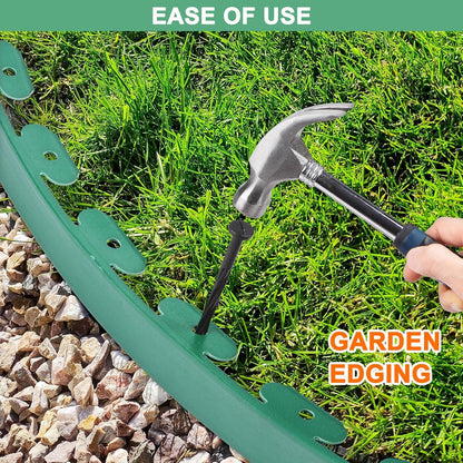 Garden Edging - 30 Feet Plastic Landscaping Edging Border with 27 Pack Spikes Apply to Flower Beds/Grass Lawn/Yard (1.57Inches Tall, Green)