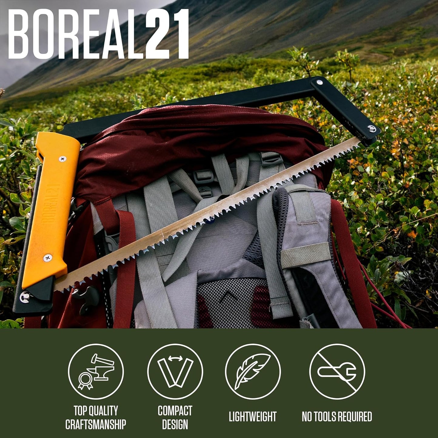 AGAWA - BOREAL21 Tripper Kit - Includes 21" Folding Saw, Nylon Carrying Case, 21" All-Purpose & 21" Aggressive Blade - For Camping, Hiking & Survival Gear (Black Frame/Yellow Handle)