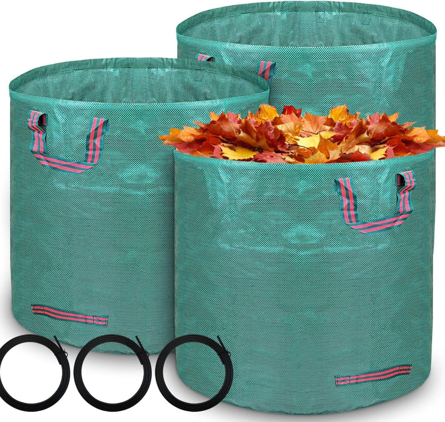 Reusable yard waste bags. 72-gallon large leaf bags(3-pack) Heavy-duty yard garden bag. Leaf bags with 4 handles that can stand upright. Great for collecting leaves and grass clippings
