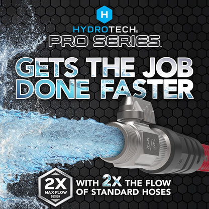 HydroTech 200 ft Expandable Garden Hose - Pro Series, 2x Max Flow, 3/4" No-Kink Flexibility, Lightweight Hose for Lawn, Garden, Car Washing, Deck and Patio Cleaning