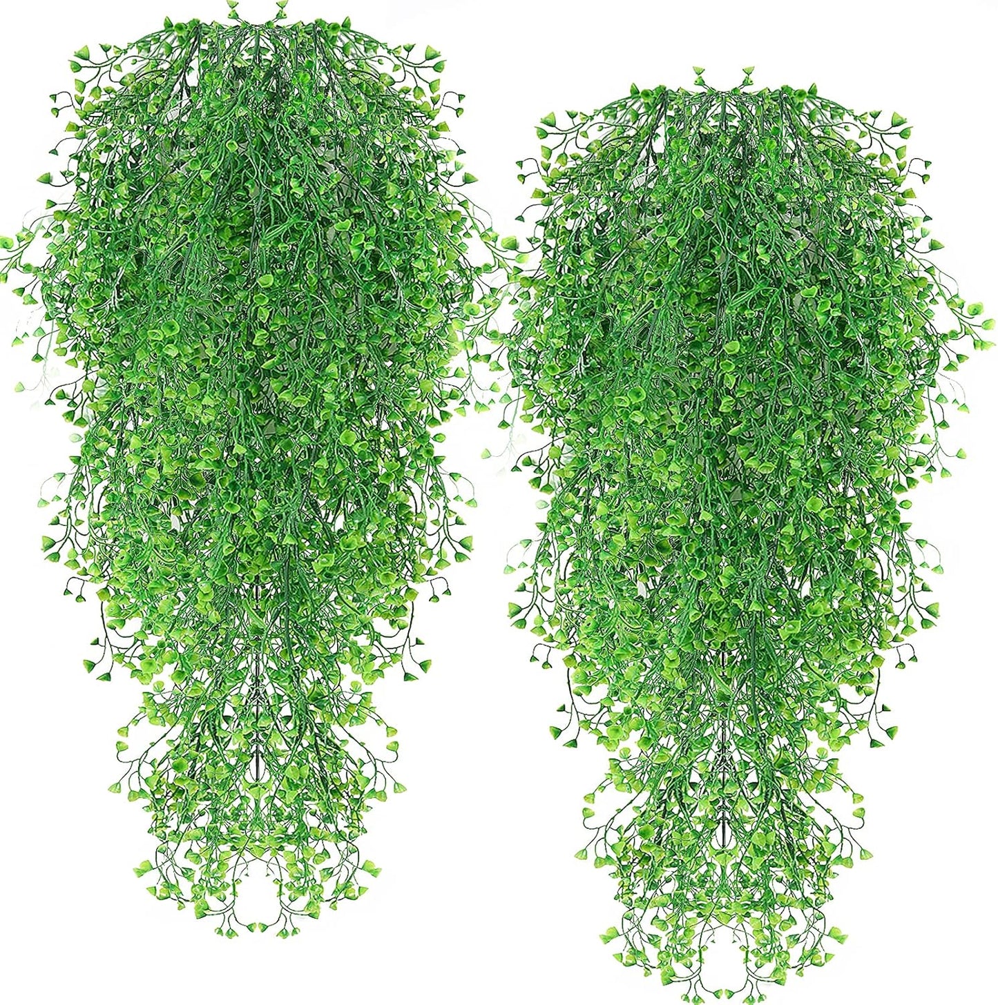 RECUTMS 4Pcs Artificial Hanging Plants Faux Hanging Greenery Ivy Decor Artificial Hanging Vines Plastic Plants for Indoor Outdoor Wall Home Garden Wedding Party Decor(Green 4P)