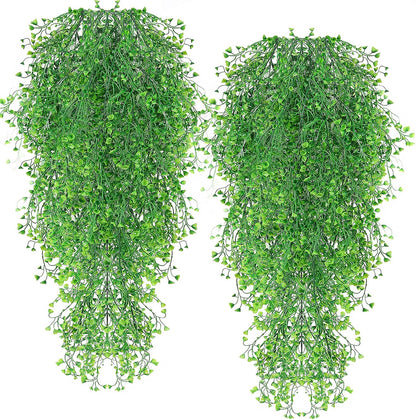 RECUTMS 4Pcs Artificial Hanging Plants Faux Hanging Greenery Ivy Decor Artificial Hanging Vines Plastic Plants for Indoor Outdoor Wall Home Garden Wedding Party Decor(Green 4P)