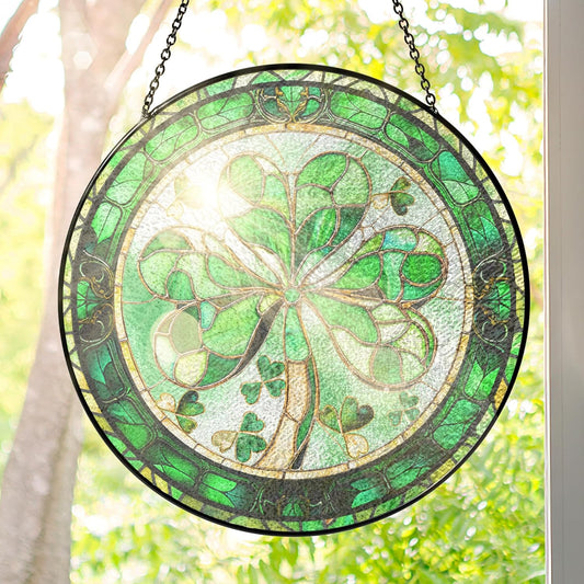 FLAGWIX Christmas Irish Gifts for Women Men - 100% Stained Glass Hanging Suncatcher 6 in - Birthday