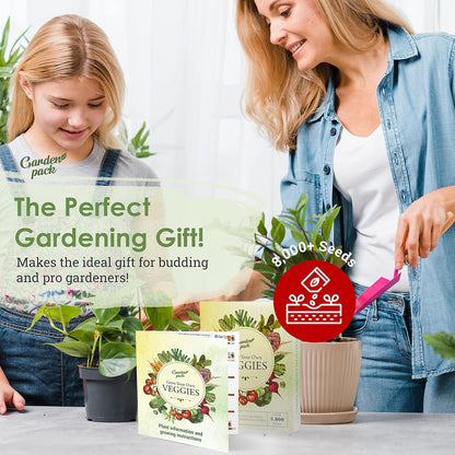 Garden Pack 20 Vegetable Seeds Varieties – High Yield Garden Seeds for Planting Vegetables – Over 8,000 Premium, Non-GMO Heirloom Seed for Outdoor & Indoor Garden