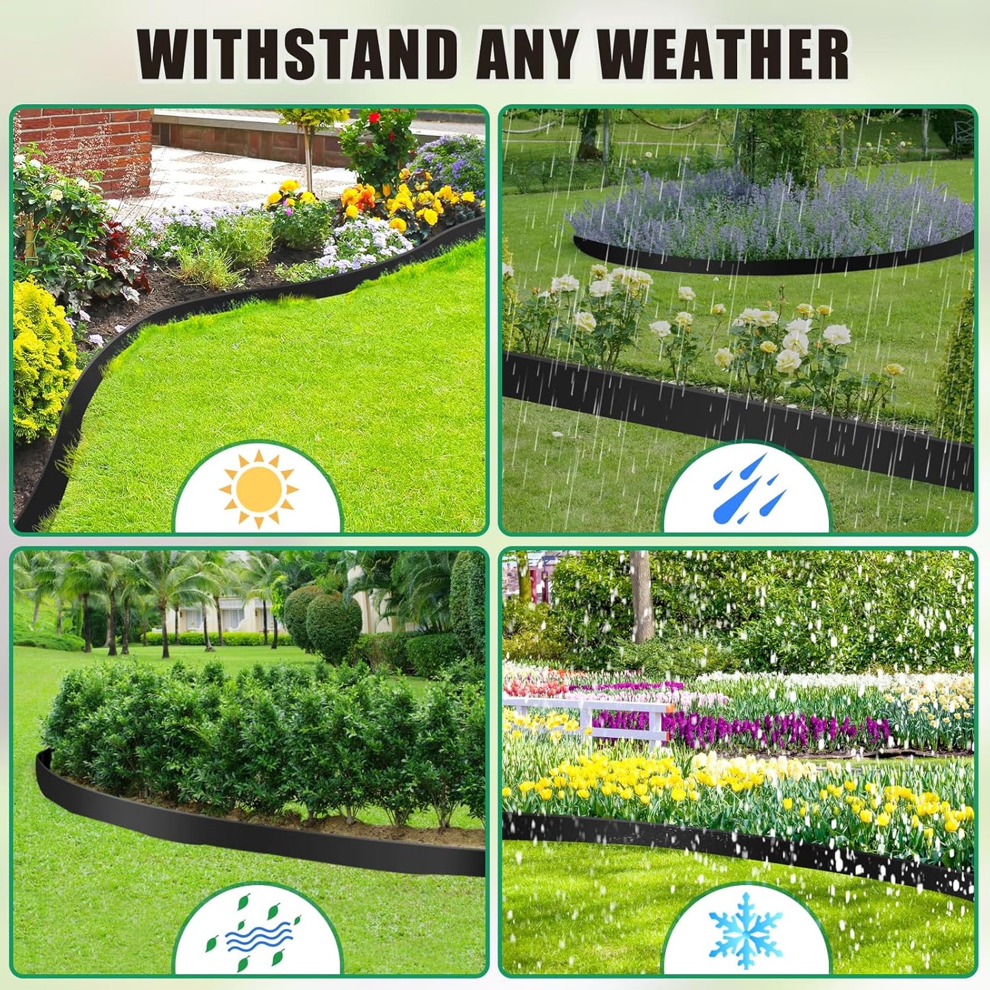 Landscape Edging Border - 4” x 20’ Edging for Landscaping with 30 Stakes, 0.15" Thick No Dig Lawn Edging for Garden Border, Flexible Flower Bed Edging Borders with Connector for Yard, Walkway