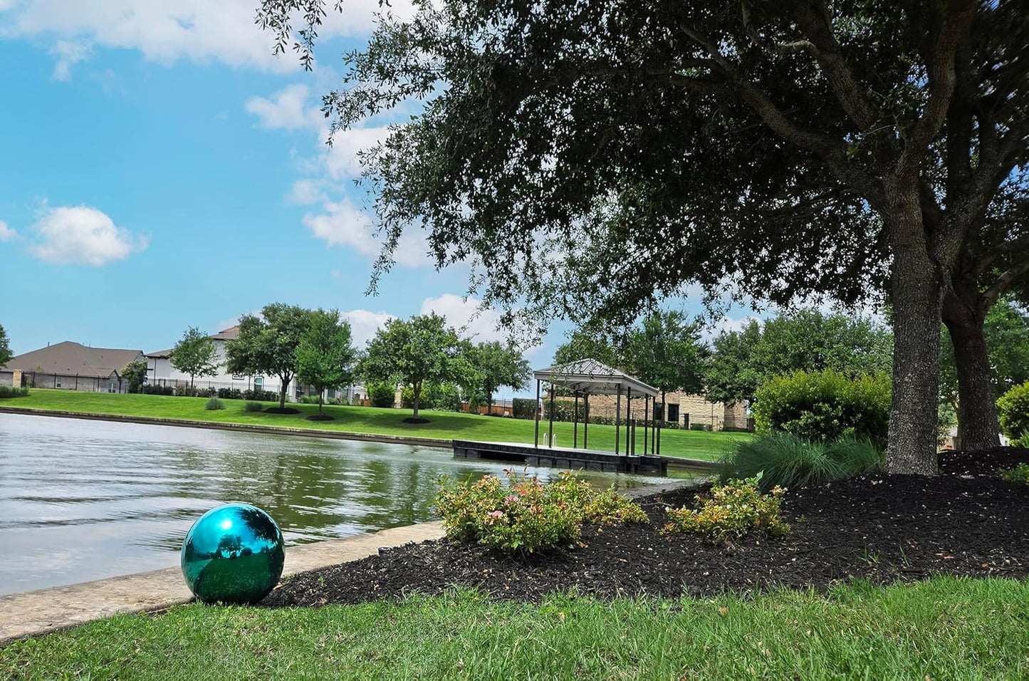 Lulu Decor, Size 12 Teal Stainless Steel Gazing Mirror Ball, Smooth Reflective Shiny Garden Decoration Globe