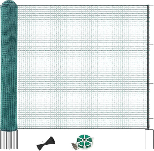 SUNYRISY Garden Mesh Fence Temporary Safety Fencing, 40in x 164ft Snow Fence with Steel Stakes, Reusable Nylon Animal Barrier Fencing Netting for Construction Backyard Dogs Poultry Deer