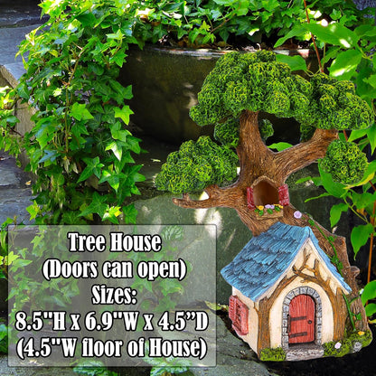 Mood Lab Fairy House - Fairy Garden Miniature Tree House - 8.5 Inch Tall Outdoor Decor for Fairies Figurines