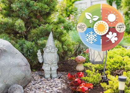 NAT & JULES Gnome 12 inch Resin Stone Garden Statue (Peace Gnome)
