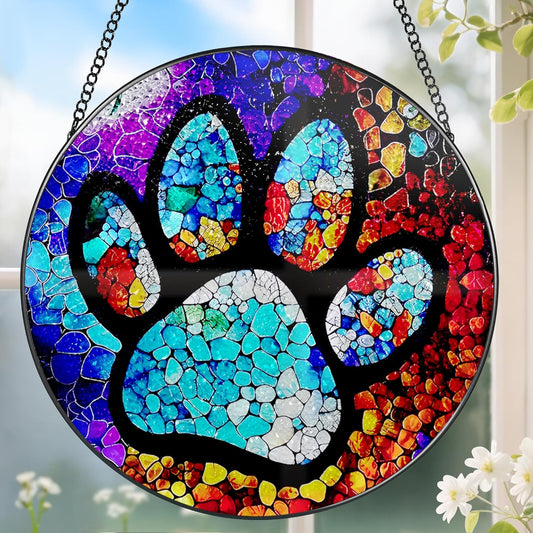 Stained Glass Window Hanging, DOUHASU Pet Memorial Suncatcher Ornament, Dog Memorial Gifts for Loss