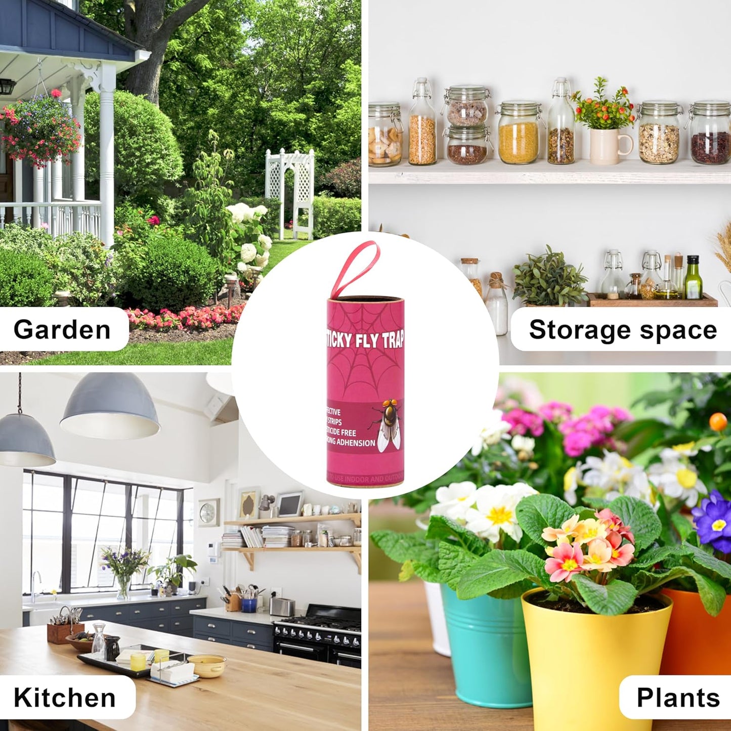 40 Pack Fly Trap, Fruit Fly Traps for Indoors, Fly Traps Outdoor Hanging, Flying Insect Trap, Fly Strips Tape Paper Ribbon, Gnat Traps for Bug, Insect, Pest, Mosquito, Pink