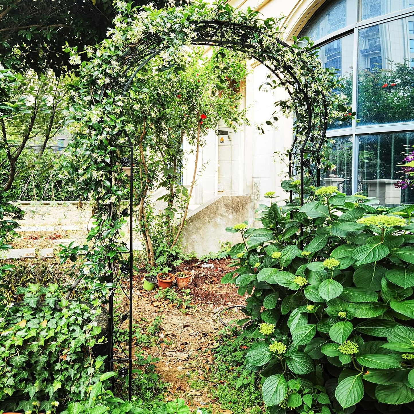 Giantex 2 Half Garden Arch Trellis, 8.2 FT Metal Garden Arbor, 6 Sizes, Easy Assembly, Archway for Climbing Plants Roses Vines, Outdoor Trellis Pergola for Wedding Bridal Party Ceremony Lawn Decor