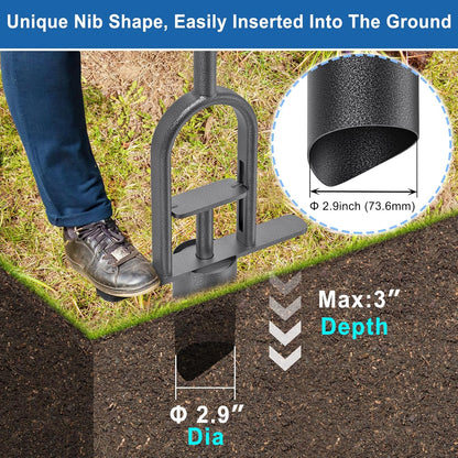 Garden Grass Plugger Tool with Long Handle Sod Turf Plugger Steel Bulb Planter with Soft Rubber Grip Plants Transplanter Tool for Digging Holes, Repair of Turf, Transplant Seedling