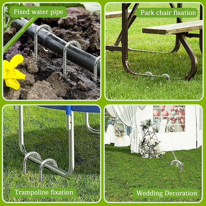 Ground Stakes 12 Inch, Yard Camping Stakes J Shaped 20 Pack Rebar Heavy Duty for Garden Dog Fence Inflatable Camping Chicken Coop Accessories