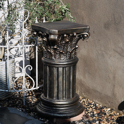 Classic Roman Column Pedestal 23.6” – Black Bronze Decorative Pillar for Indoor Outdoor Garden Display
