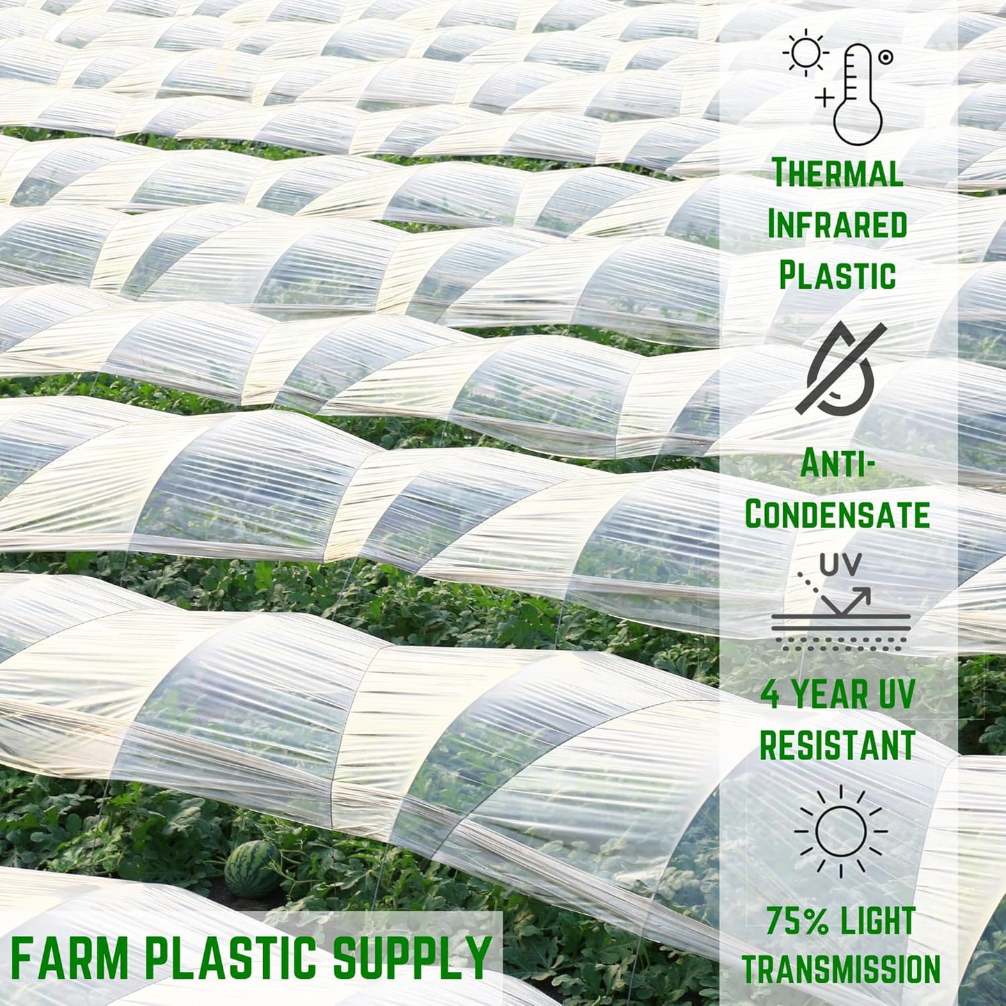 Farm Plastic Supply - Clear Coolmax Greenhouse Plastic Sheeting - 6 Mil - 4 Year UV Resistant Infrared Anti-Condensate Green House Covering Thermal Greenhouse Plastic 6 mil (20' x 80')