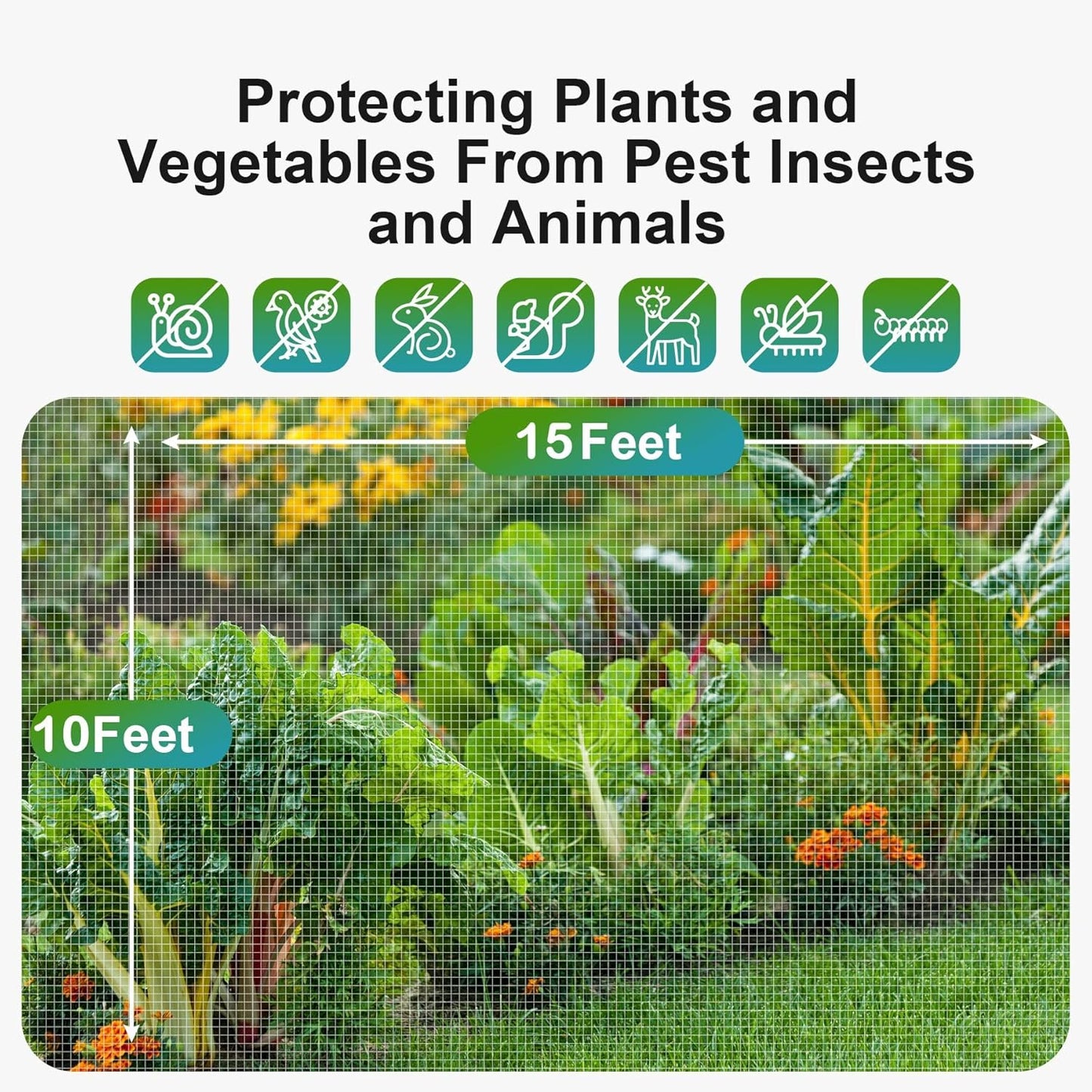 Garden Netting Pest Barrier: Ultra Fine 15'x10' Bug Netting for Garden Protection Row Cover Raised Bed Screen Mesh Greenhouse Mosquito Net, Protecting Tree Plants Vegetable Flowers Fruits
