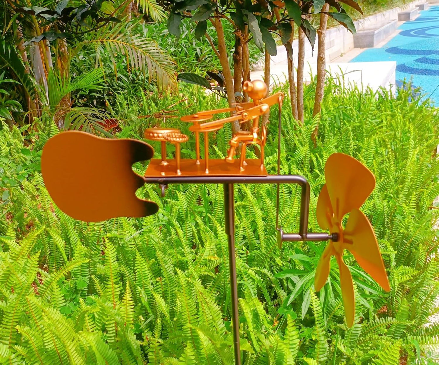 Metal Drummer Windmill Handmade Metal Garden Yard Decoration Wind Spinners Outdoor