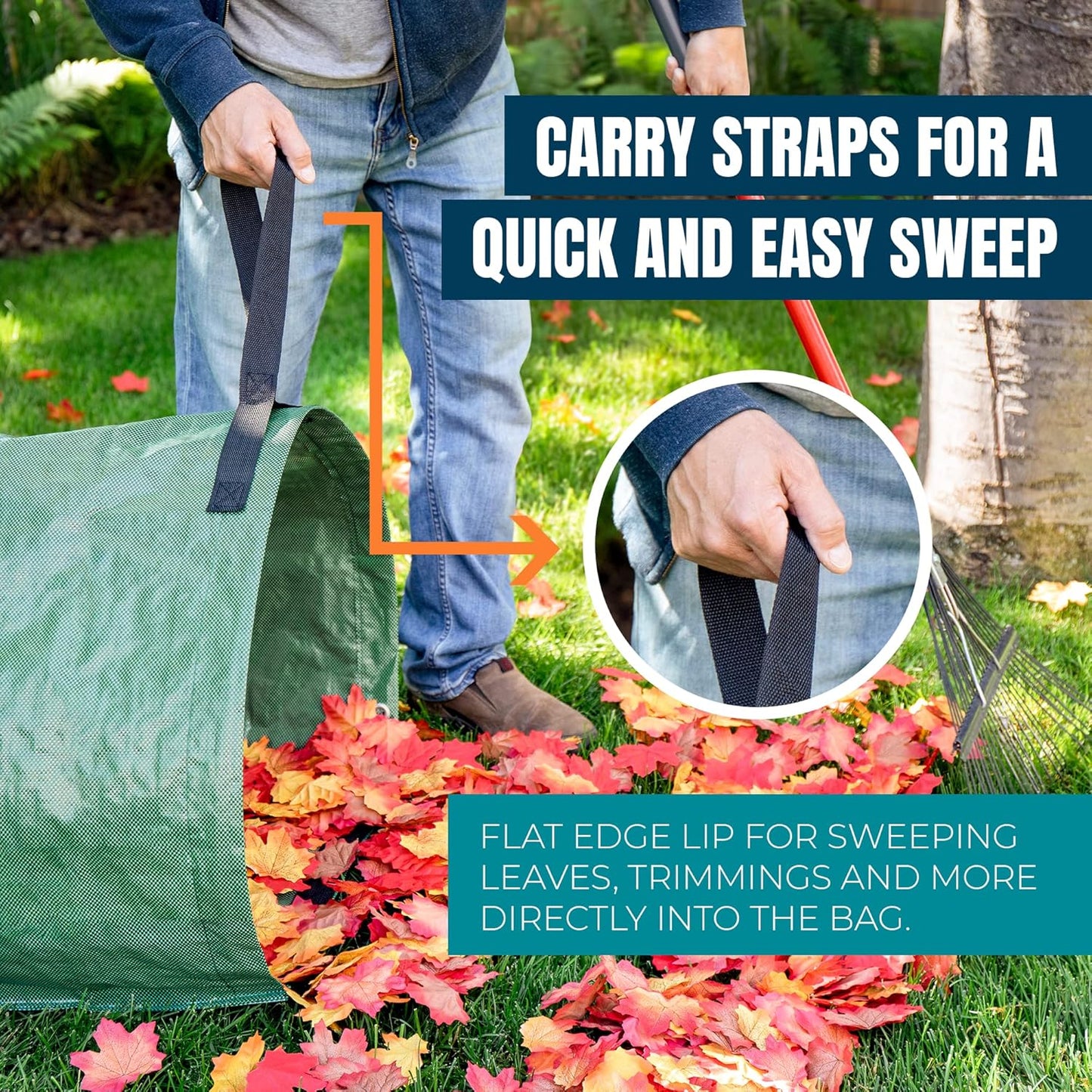 MEKKAPRO Big Gulp Leaf Bags, 2-Pack Lawn Bags with Reinforced Handles, 53 Gallon, Reusable Yard Waste, Garden Waste Bag, Garden Bag for Debris, Lawn Leaf Collector