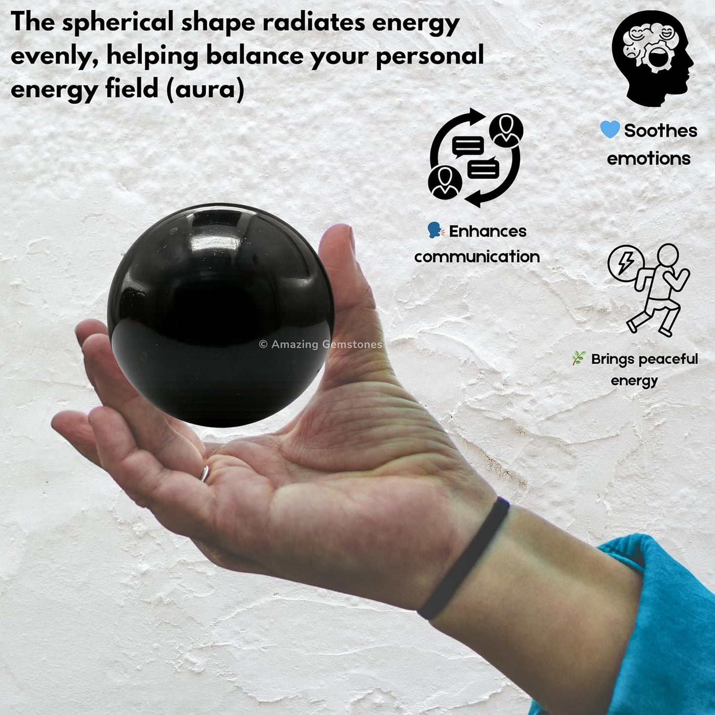 Amazing Gemstone Black Tourmaline Crystal Ball with Stand - 2" Inches Crystal Sphere Meditation Balls for Witchcraft and Decorative Balls