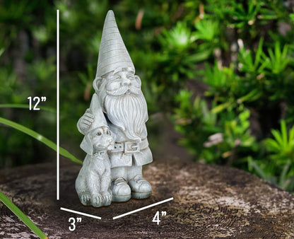 NAT & JULES Gnome 12 inch Resin Stone Garden Statue (Gnome and Dog)