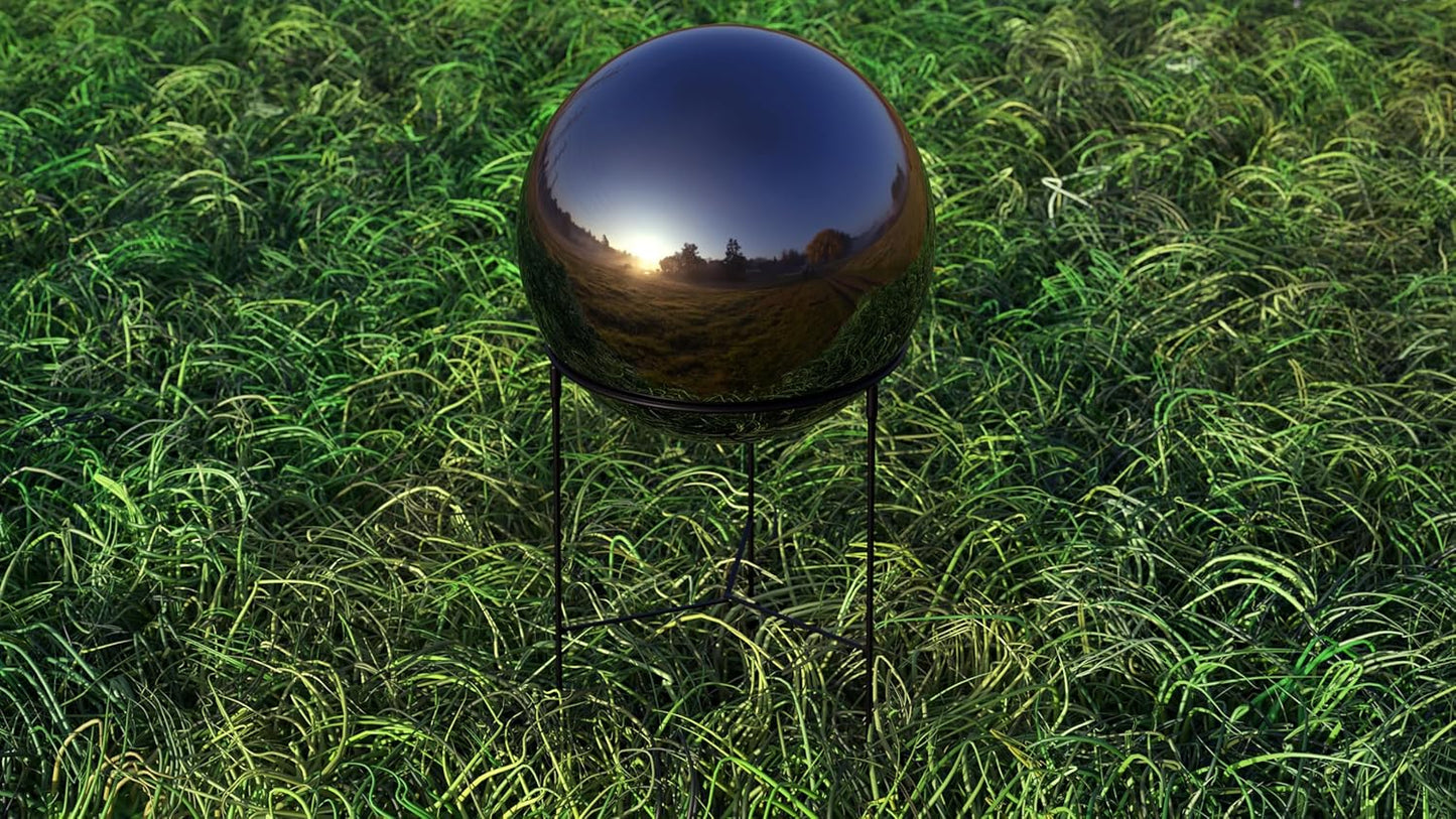 Lulu Decor, Titanium Stainless Steel Gazing Mirror Ball Size 14 with Stand